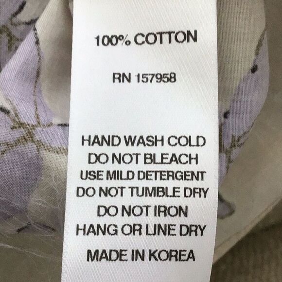 Senlis Anthropologie 100% Cotton Purple Cream Floral Puff Sleeve Blouse - Picture 15 of 15